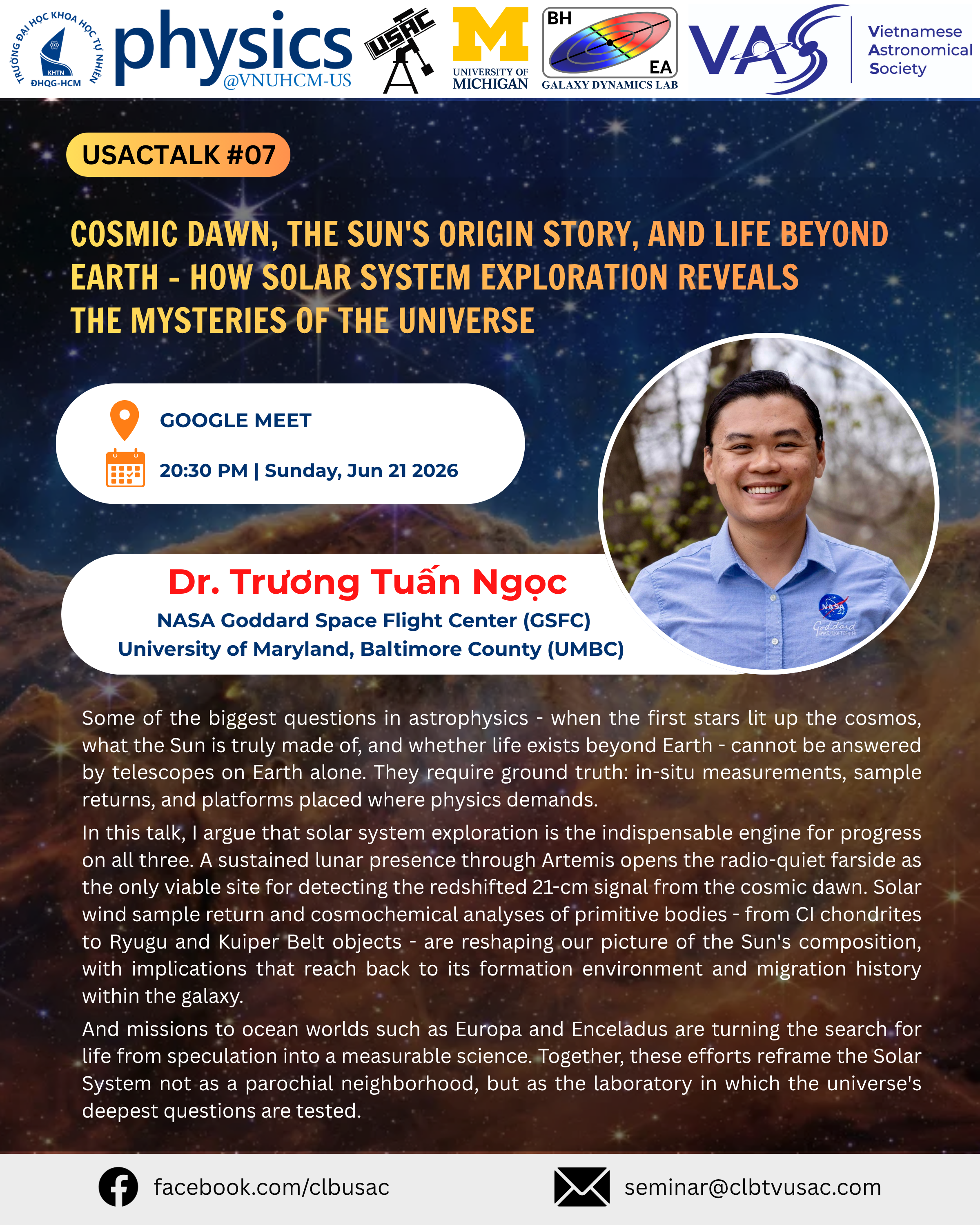THÔNG BÁO SEMINAR TRỰC TUYẾN: USACTALK #07